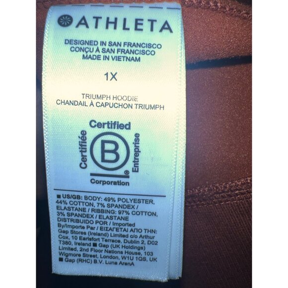 Athleta Triumph Zip Hoodie 1X - Ancient Mahogany Brown Full Zip Sweatshirt - Picture 7 of 9